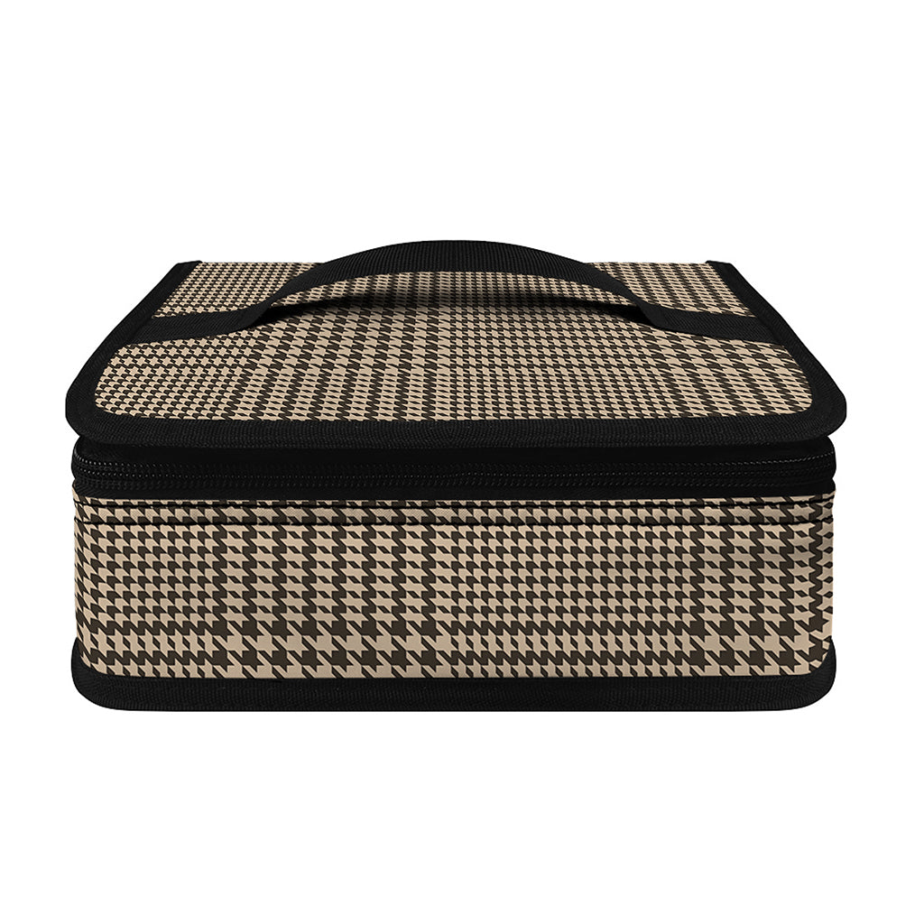 Brown And Beige Glen Plaid Print Small Lunch Bag
