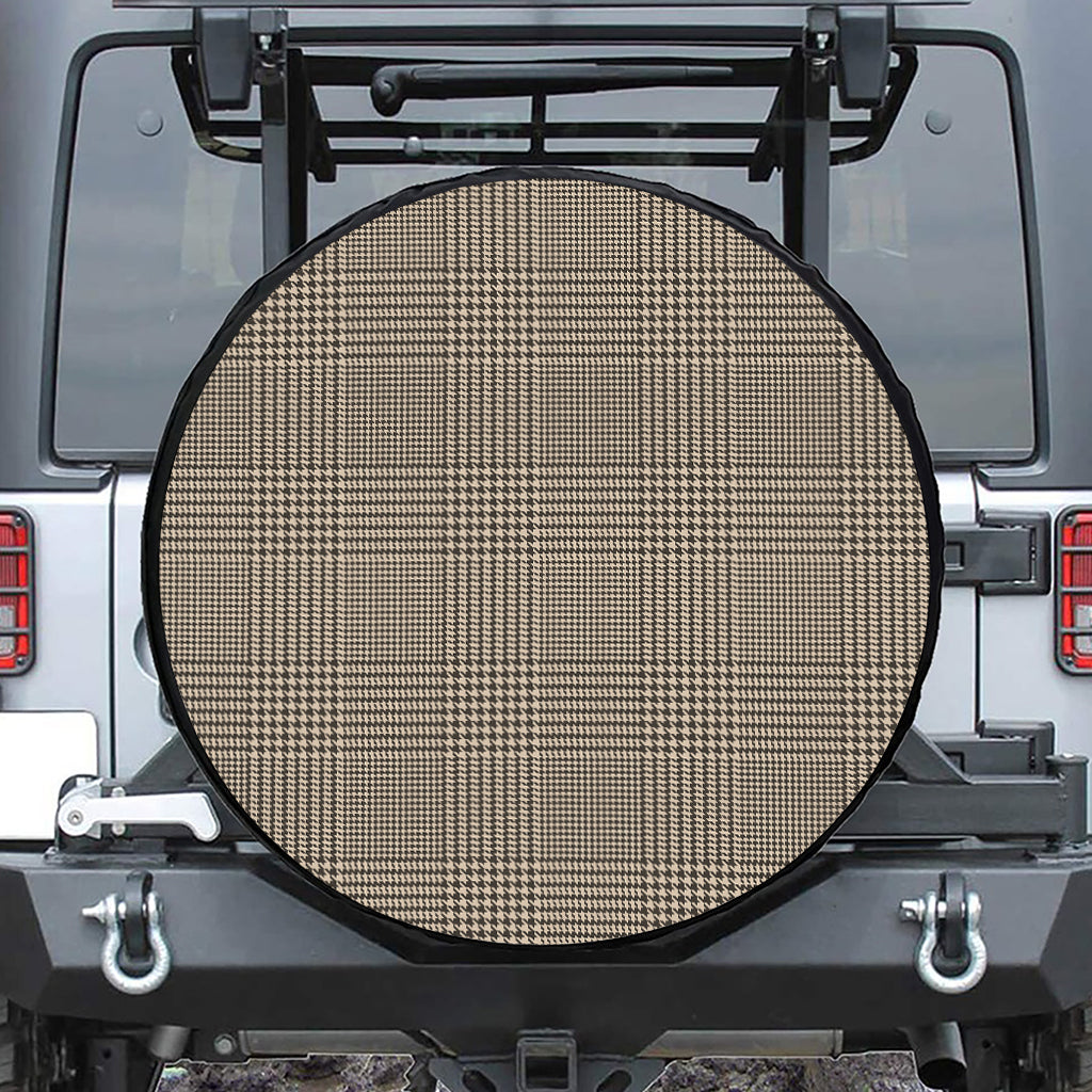 Brown And Beige Glen Plaid Print Tire Cover