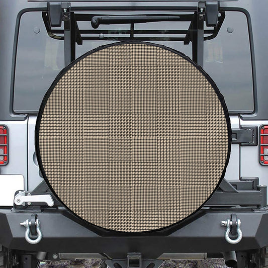 Brown And Beige Glen Plaid Print Tire Cover