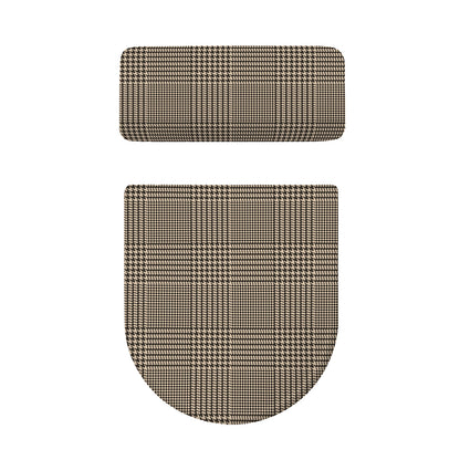 Brown And Beige Glen Plaid Print Toilet Lid And Tank Cover Set
