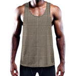 Brown And Beige Glen Plaid Print Training Tank Top