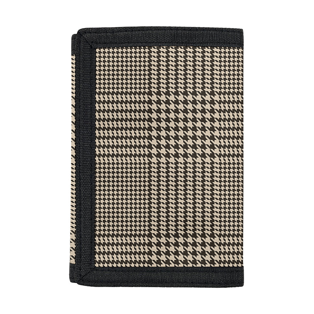 Brown And Beige Glen Plaid Print Trifold Wallet