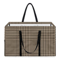 Brown And Beige Glen Plaid Print Utility Tote Bag