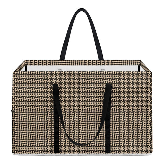 Brown And Beige Glen Plaid Print Utility Tote Bag