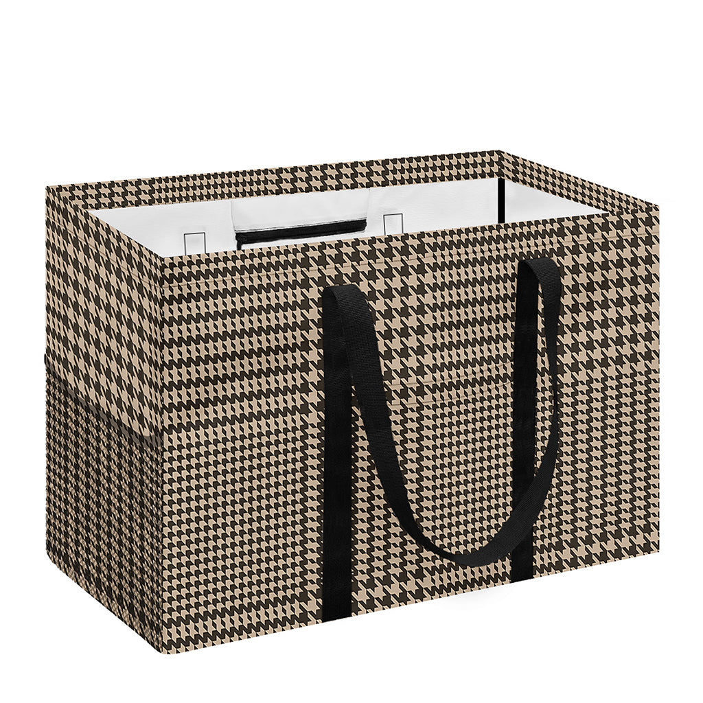 Brown And Beige Glen Plaid Print Utility Tote Bag