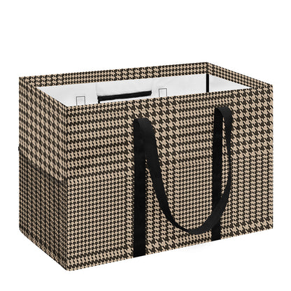 Brown And Beige Glen Plaid Print Utility Tote Bag