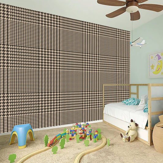 Brown And Beige Glen Plaid Print Wall Sticker