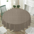 Brown And Beige Glen Plaid Print Waterproof Round Tablecloth