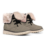 Brown And Beige Glen Plaid Print Winter Boots