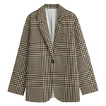 Brown And Beige Glen Plaid Print Women's Blazer
