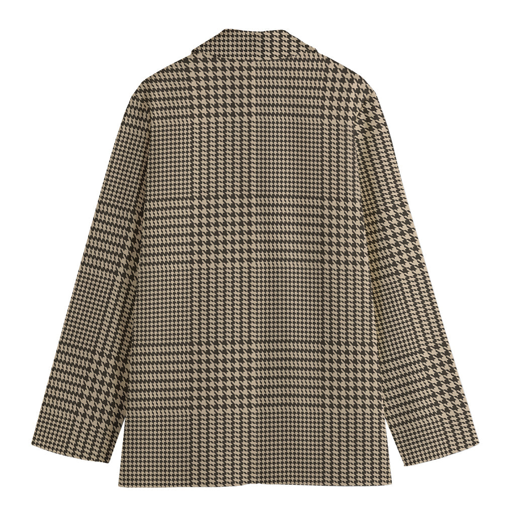 Brown And Beige Glen Plaid Print Women's Blazer