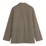 Brown And Beige Glen Plaid Print Women's Blazer