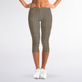 Brown And Beige Glen Plaid Print Women's Capri Leggings