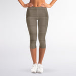 Brown And Beige Glen Plaid Print Women's Capri Leggings