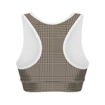 Brown And Beige Glen Plaid Print Women's Sports Bra