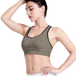 Brown And Beige Glen Plaid Print Women's Sports Bra