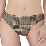 Brown And Beige Glen Plaid Print Women's Thong