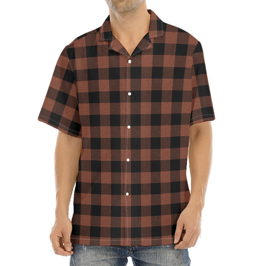 Brown And Black Buffalo Check Print Aloha Shirt