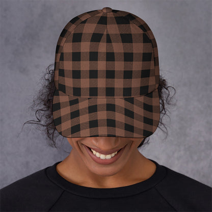 Brown And Black Buffalo Check Print Baseball Cap