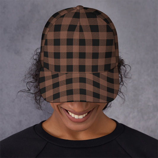 Brown And Black Buffalo Check Print Baseball Cap