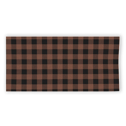Brown And Black Buffalo Check Print Beach Towel