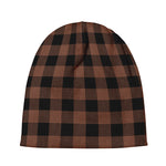 Brown And Black Buffalo Check Print Beanie