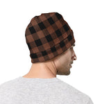 Brown And Black Buffalo Check Print Beanie