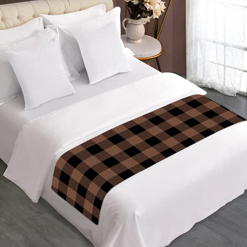 Brown And Black Buffalo Check Print Bed Runner