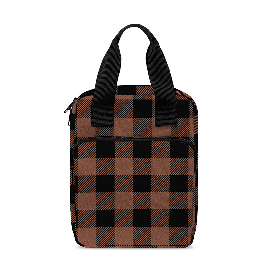 Brown And Black Buffalo Check Print Bible Tote Bag