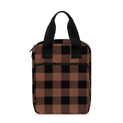 Brown And Black Buffalo Check Print Bible Tote Bag