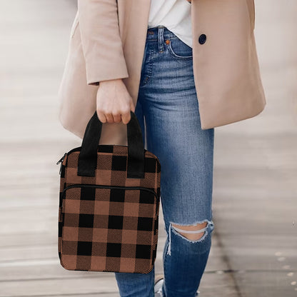 Brown And Black Buffalo Check Print Bible Tote Bag