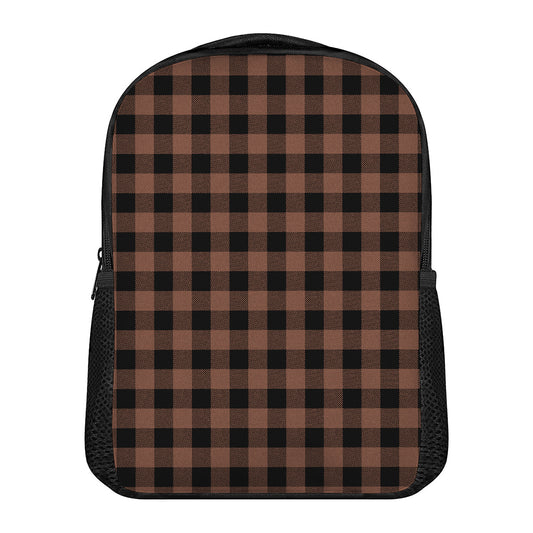 Brown And Black Buffalo Check Print Casual Backpack