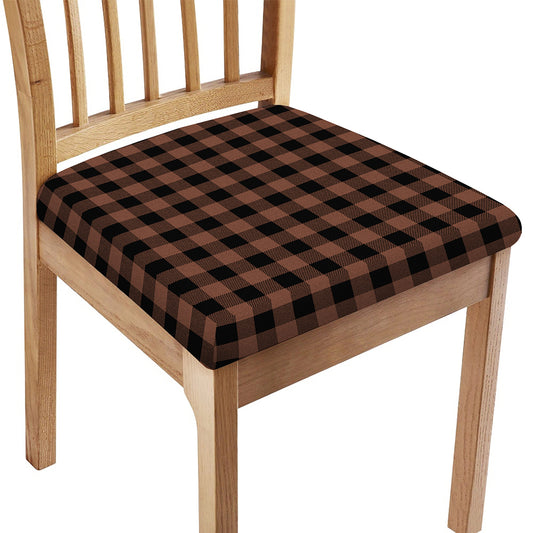 Brown And Black Buffalo Check Print Chair Cushion Cover