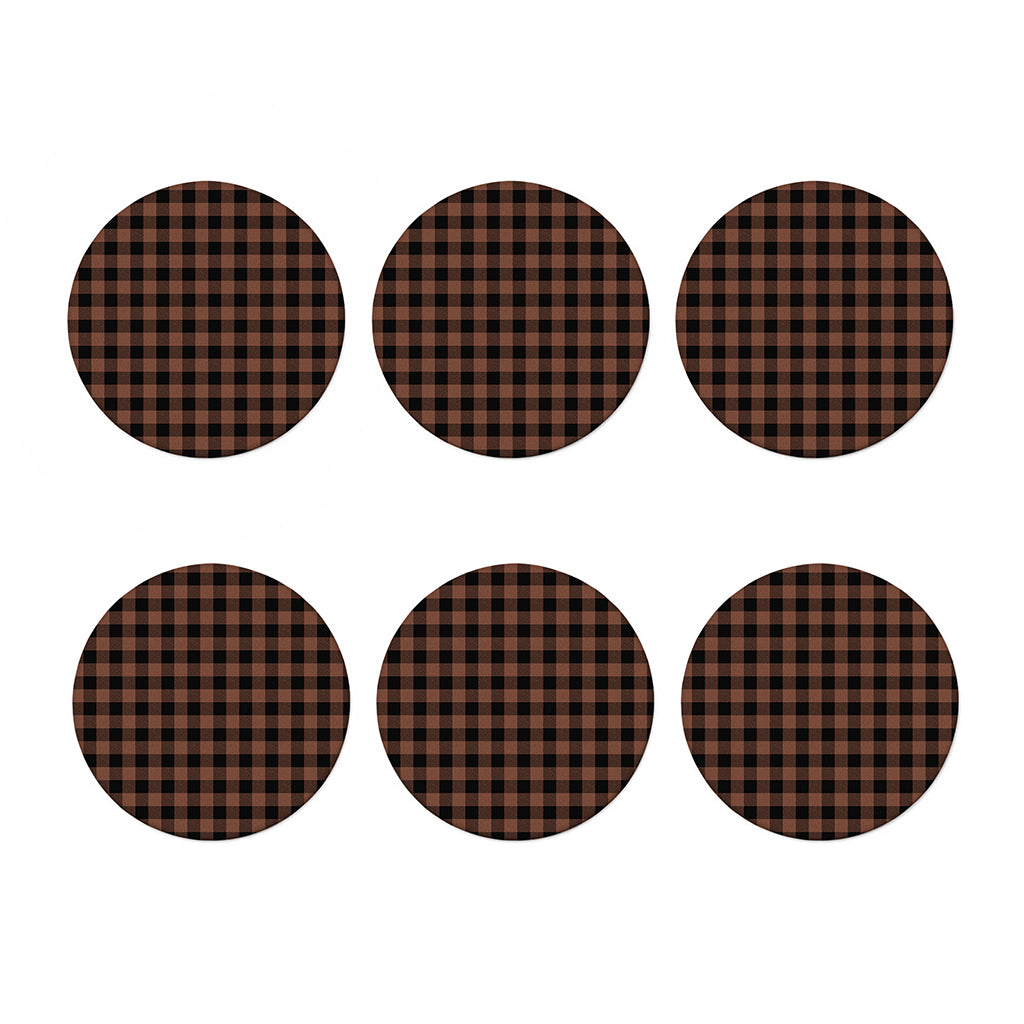 Brown And Black Buffalo Check Print Coaster Set