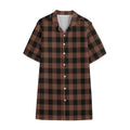 Brown And Black Buffalo Check Print Cotton Hawaiian Shirt