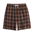Brown And Black Buffalo Check Print Cotton Shorts