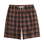 Brown And Black Buffalo Check Print Cotton Shorts