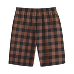 Brown And Black Buffalo Check Print Cotton Shorts