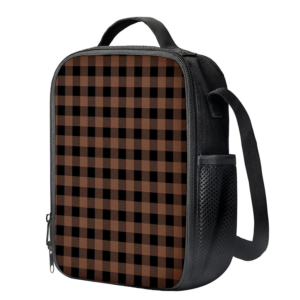 Brown And Black Buffalo Check Print Crossbody Lunch Bag