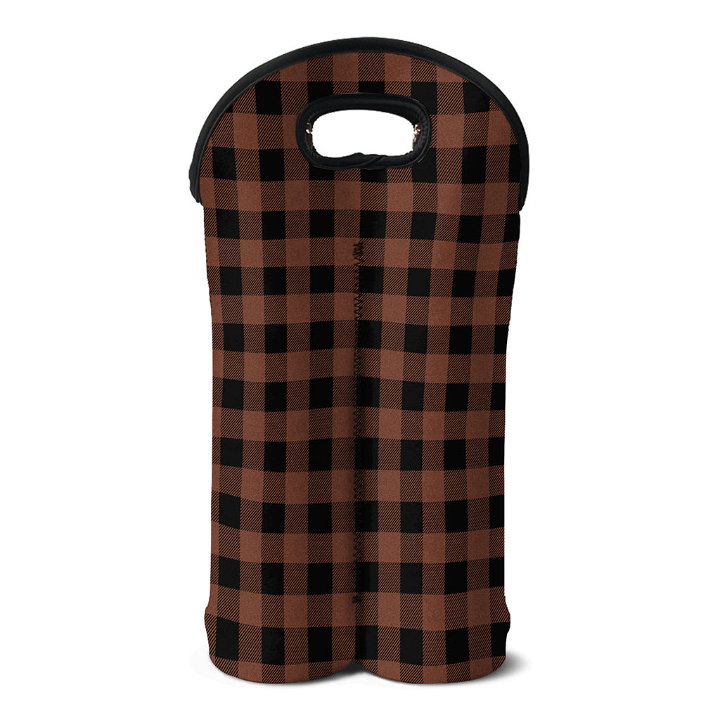 Brown And Black Buffalo Check Print Double Neoprene Wine Tote