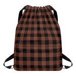 Brown And Black Buffalo Check Print Drawstring Backpack