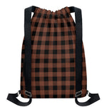 Brown And Black Buffalo Check Print Drawstring Backpack