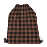 Brown And Black Buffalo Check Print Drawstring Bag