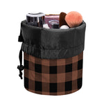 Brown And Black Buffalo Check Print Drawstring Makeup Bag