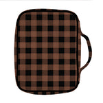 Brown And Black Buffalo Check Print Front Pocket Bible Bag