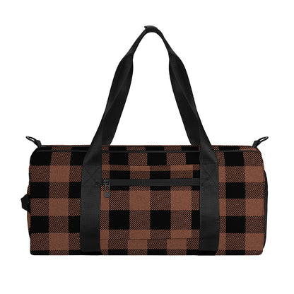 Brown And Black Buffalo Check Print Gym Bag