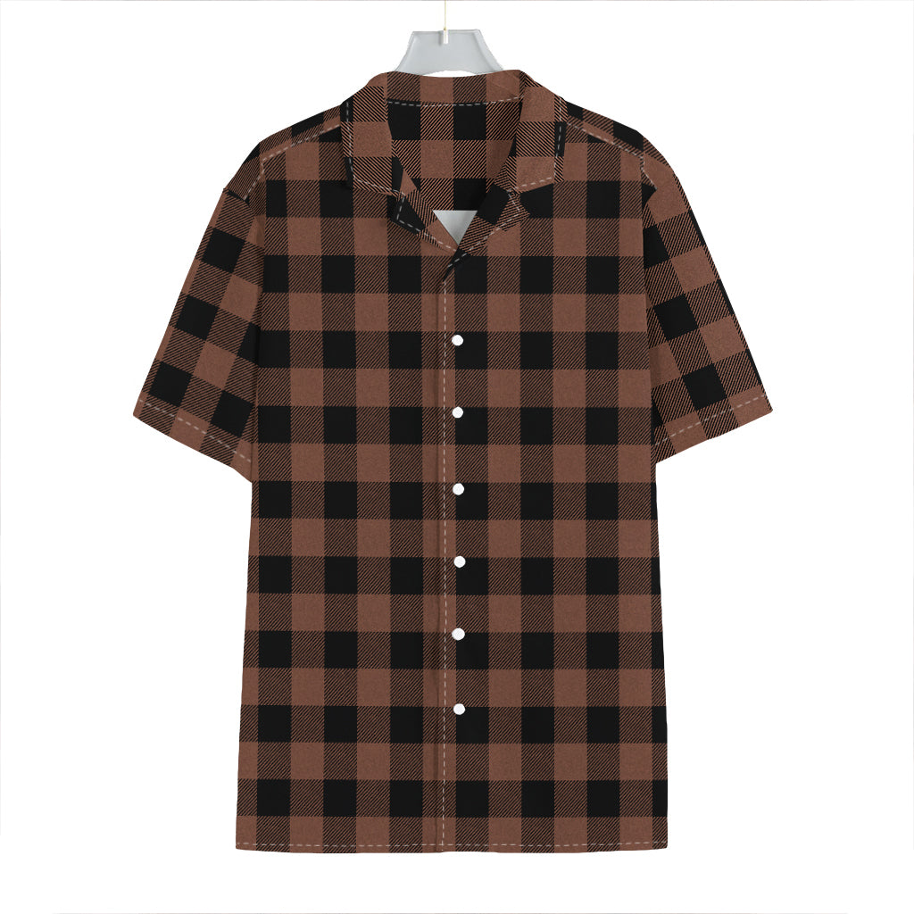 Brown And Black Buffalo Check Print Hawaiian Shirt