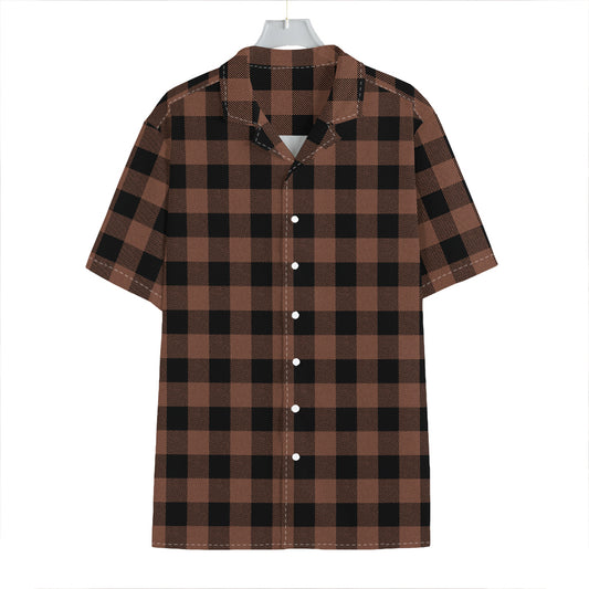 Brown And Black Buffalo Check Print Hawaiian Shirt
