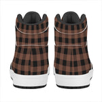 Brown And Black Buffalo Check Print High Top Leather Sneakers