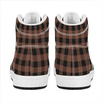 Brown And Black Buffalo Check Print High Top Leather Sneakers